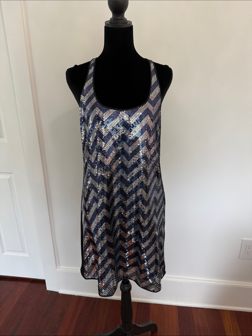 JAYGODFREY Navy and Silver Sequin Mini Dress